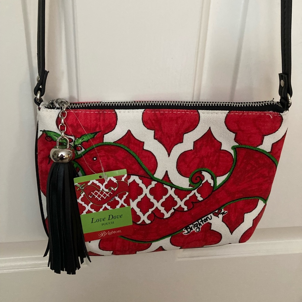 NWT Brighton Love Dove Peace Bird Berry Crossbody Msger Purse Tassle Holiday